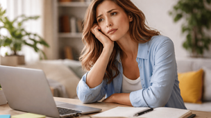 mulher tentando parar de procrastinar e agir com mais foco