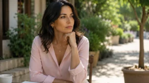 Mulher pensativa em ambiente externo com expressão reflexiva representando sensação de nunca ser suficiente